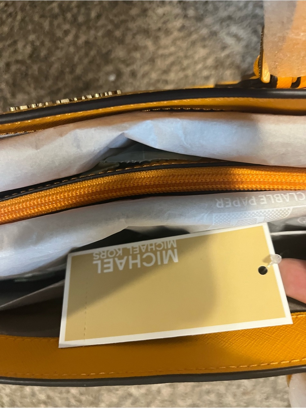 Michael Kors Yellow Leather Tote with Dual Top Handles - Picture 6 of 6